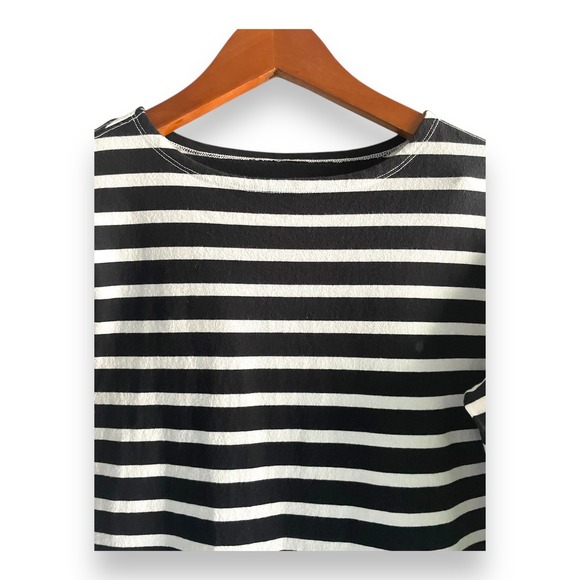 Everlane Mini Dress Size XXS Mariner Navy Blue Striped Organic Cotton Minimalist - Picture 2 of 5